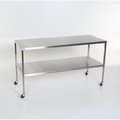 Midcentral Medical SS Instrument Table with Shelf 20” W x 48” L x 34” H MCM506